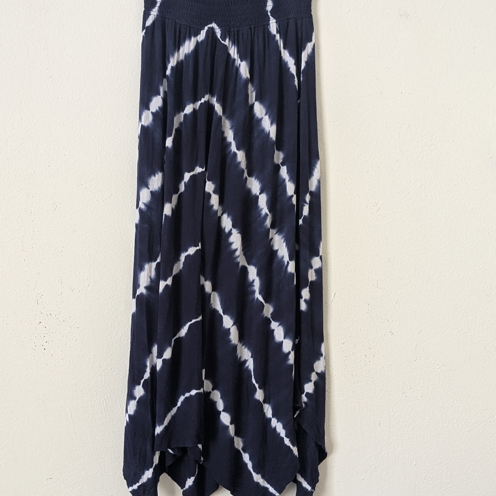 Time and Tru Tie-Dye Handkerchief Hem Skirt, Blue/White, Size M